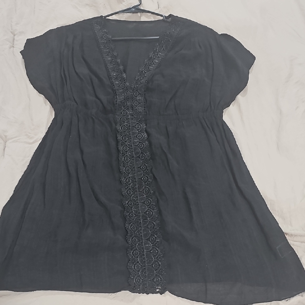 Black Lace Trim Coverup